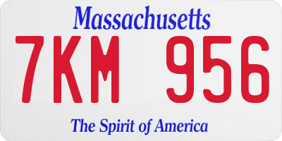 MA license plate 7KM956