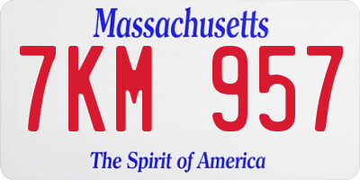 MA license plate 7KM957