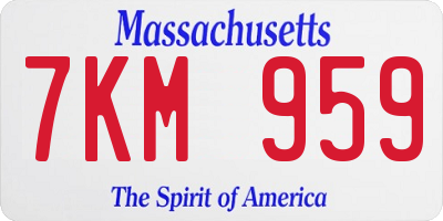 MA license plate 7KM959