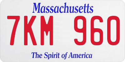 MA license plate 7KM960