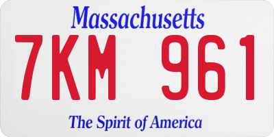 MA license plate 7KM961