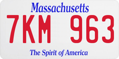 MA license plate 7KM963