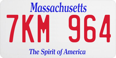 MA license plate 7KM964