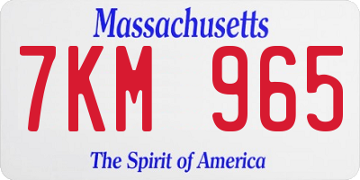 MA license plate 7KM965