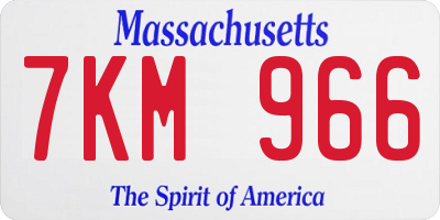 MA license plate 7KM966