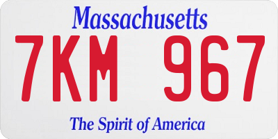 MA license plate 7KM967