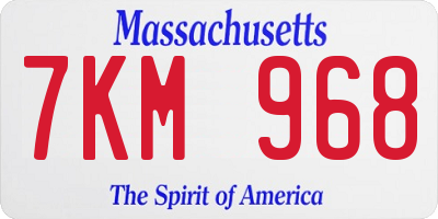 MA license plate 7KM968