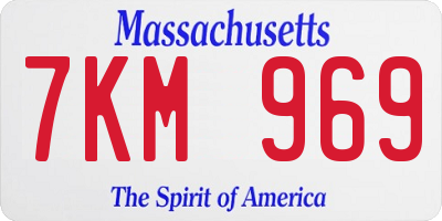 MA license plate 7KM969