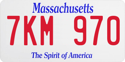 MA license plate 7KM970