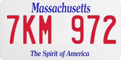 MA license plate 7KM972