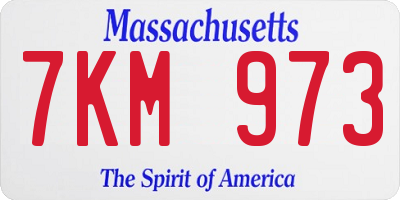 MA license plate 7KM973