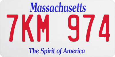 MA license plate 7KM974
