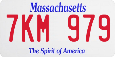 MA license plate 7KM979