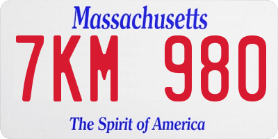MA license plate 7KM980