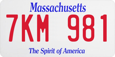 MA license plate 7KM981