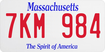 MA license plate 7KM984