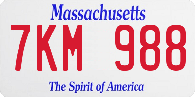 MA license plate 7KM988