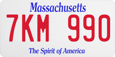 MA license plate 7KM990