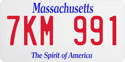 MA license plate 7KM991