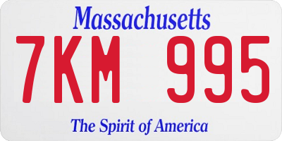 MA license plate 7KM995