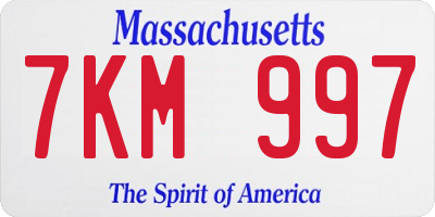MA license plate 7KM997