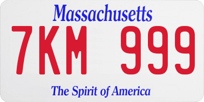 MA license plate 7KM999