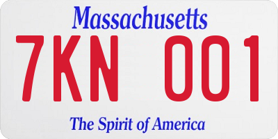 MA license plate 7KN001