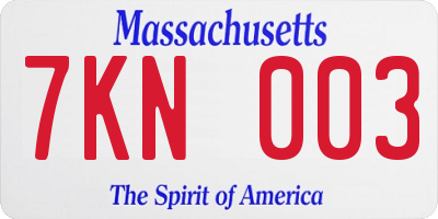 MA license plate 7KN003