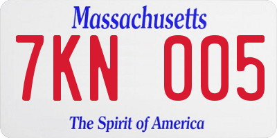 MA license plate 7KN005