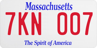 MA license plate 7KN007