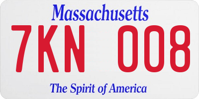 MA license plate 7KN008