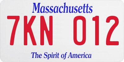 MA license plate 7KN012