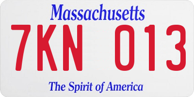 MA license plate 7KN013