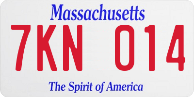 MA license plate 7KN014