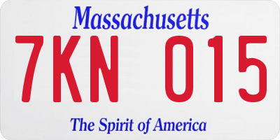 MA license plate 7KN015