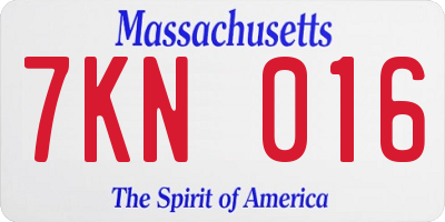 MA license plate 7KN016