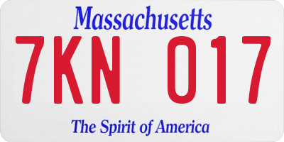MA license plate 7KN017