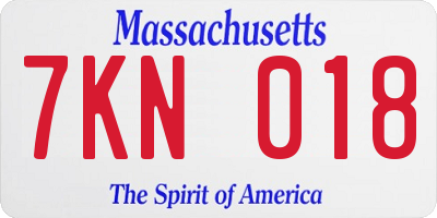 MA license plate 7KN018