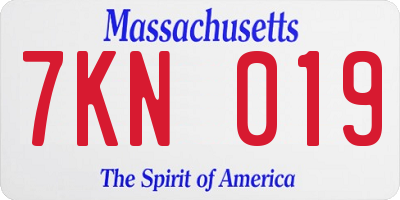 MA license plate 7KN019