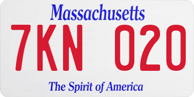 MA license plate 7KN020