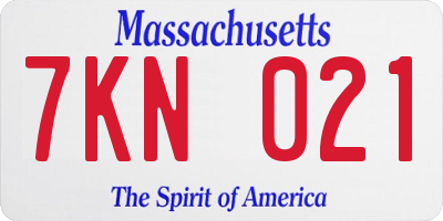MA license plate 7KN021