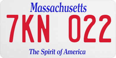 MA license plate 7KN022