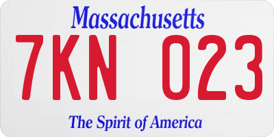 MA license plate 7KN023