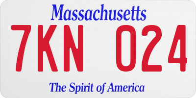 MA license plate 7KN024