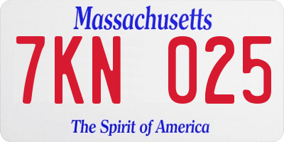 MA license plate 7KN025