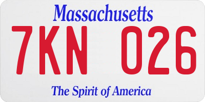 MA license plate 7KN026
