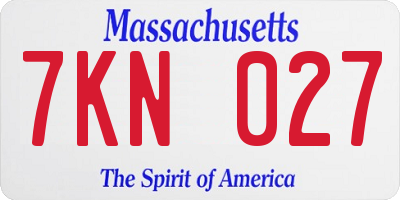 MA license plate 7KN027