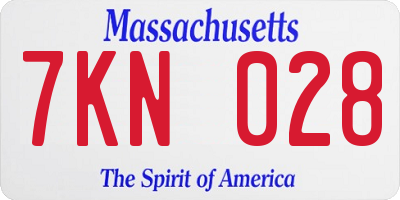 MA license plate 7KN028