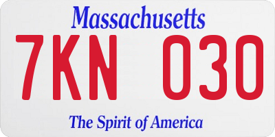 MA license plate 7KN030