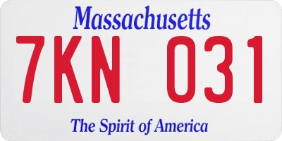 MA license plate 7KN031